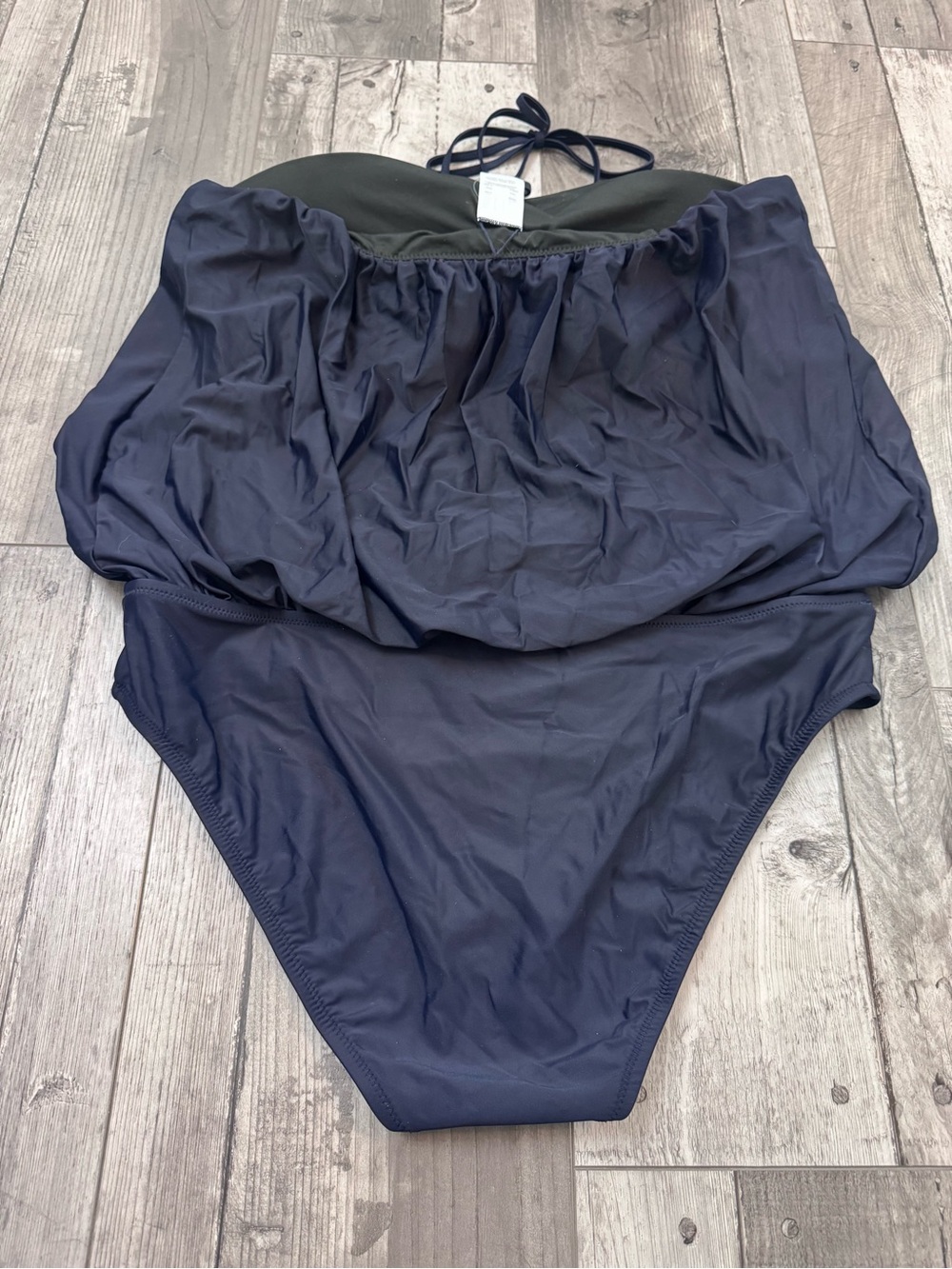 J. Crew Draped Blouson One Piece Swimsuit Women's 16 Halter NEW Navy Blue - Picture 7 of 7